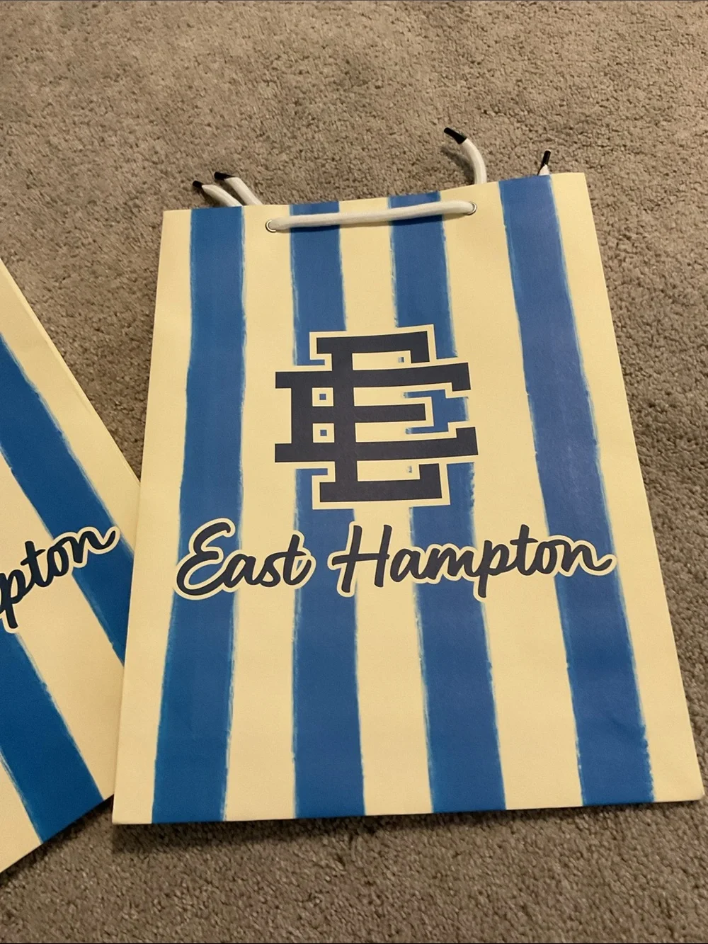 Eric Emanuel Blue & White Striped Gift Bags - Set of 2 new